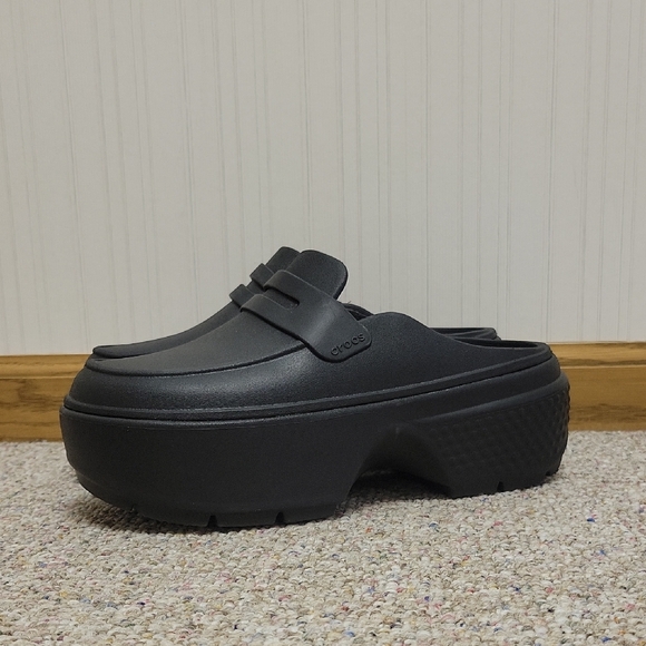 Black Crocs Unisex Stomp Platform Loafers Sz M7/W9. Like New - Picture 3 of 8